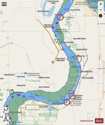 Lower Mississippi River section 11_514_801 depth contour Map - i-Boating App - Streets