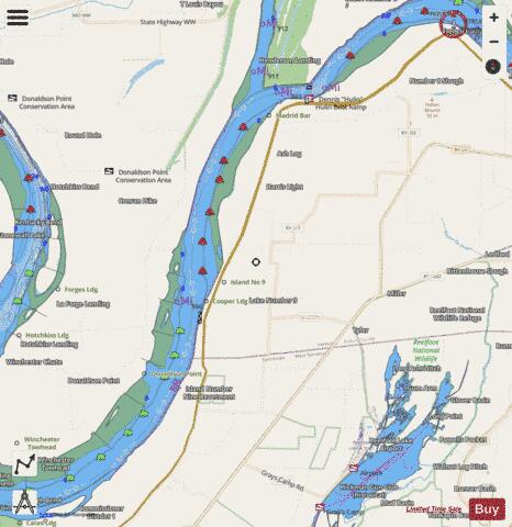 Lower Mississippi River section 11_515_800 depth contour Map - i-Boating App - Streets