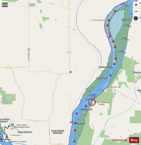 Lower Mississippi River section 11_516_799 depth contour Map - i-Boating App - Streets