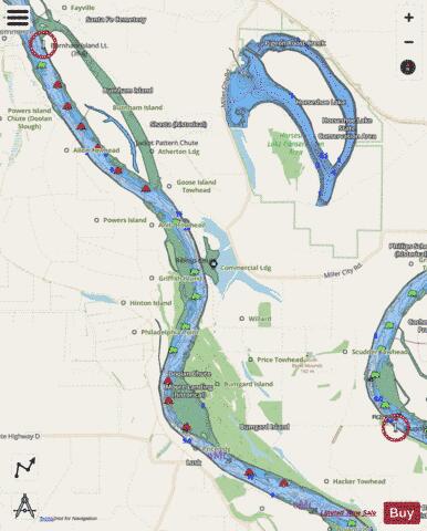 Upper Mississippi River section 11_515_796 depth contour Map - i-Boating App - Streets