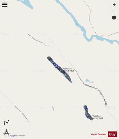 Upper Martin Lake depth contour Map - i-Boating App - Streets