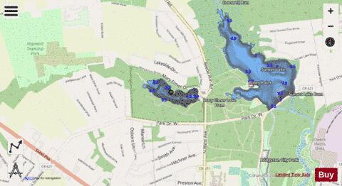 Mary Elmer Pond depth contour Map - i-Boating App - Streets