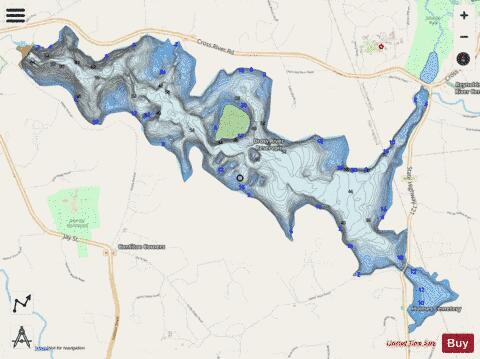 Cross River Reservoir depth contour Map - i-Boating App - Streets