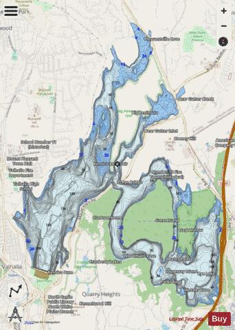 Kensico Reservoir depth contour Map - i-Boating App - Streets