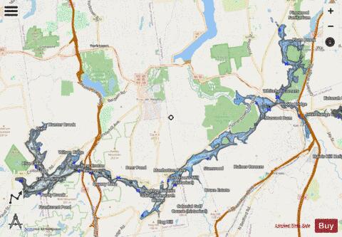 Muscoot Reservoir depth contour Map - i-Boating App - Streets