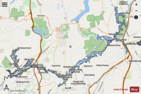 New Croton Reservoir depth contour Map - i-Boating App - Streets