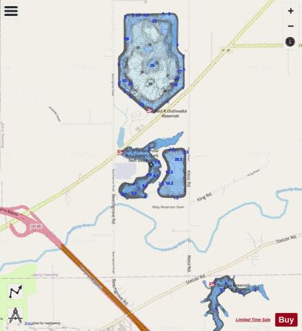 BUCYRUS RESERVOIR #1 depth contour Map - i-Boating App - Streets