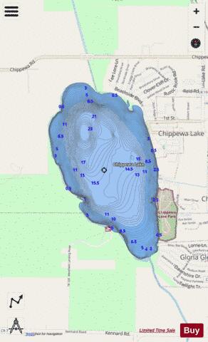 CHIPPEWA LAKE depth contour Map - i-Boating App - Streets