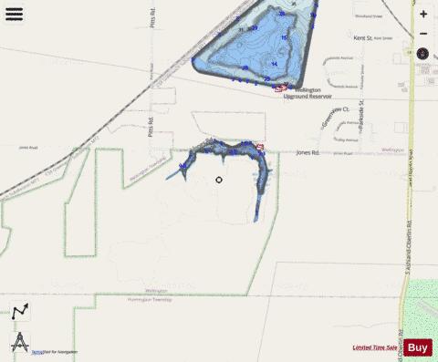 WELLINGTON SOUTH RESERVOIR depth contour Map - i-Boating App - Streets