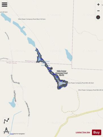 OHIO POWER COMPANY POND MUM-91 depth contour Map - i-Boating App - Streets