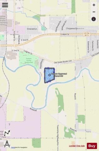 OTTAWA RESERVOIR depth contour Map - i-Boating App - Streets