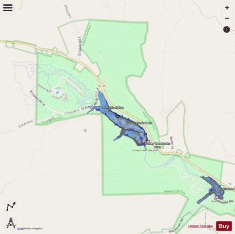 TURKEY CREEK LAKE depth contour Map - i-Boating App - Streets