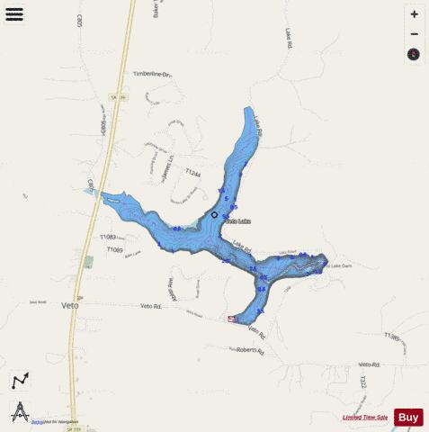 VETO LAKE depth contour Map - i-Boating App - Streets