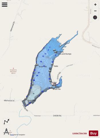 Brushy Creek depth contour Map - i-Boating App - Streets