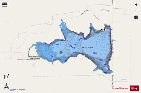 Duncan depth contour Map - i-Boating App - Streets