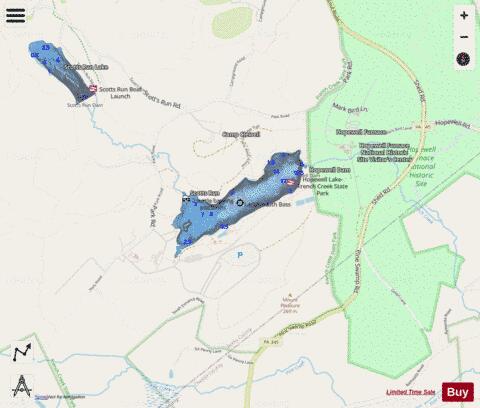 Hopewell Lake / French Creek depth contour Map - i-Boating App - Streets