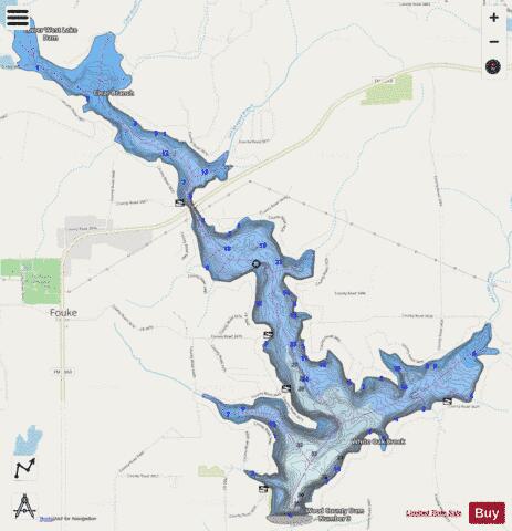 Lake Hawkins depth contour Map - i-Boating App - Streets