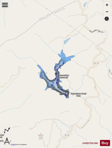 Beaverdam Reservoir depth contour Map - i-Boating App - Streets