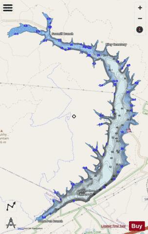 Carvins Cove Reservoir depth contour Map - i-Boating App - Streets