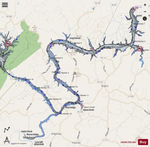 Leesville Lake depth contour Map - i-Boating App - Streets