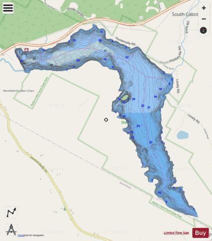 Mollys Reservoir depth contour Map - i-Boating App - Streets