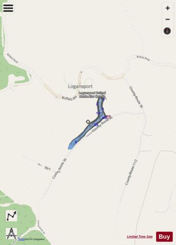 Huey Run Lake depth contour Map - i-Boating App - Streets