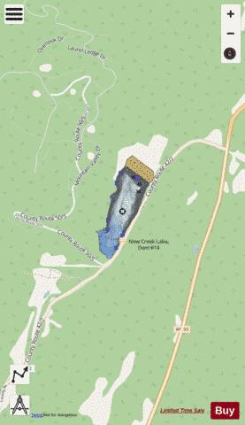 New Creek Dam 14 Lake depth contour Map - i-Boating App - Streets