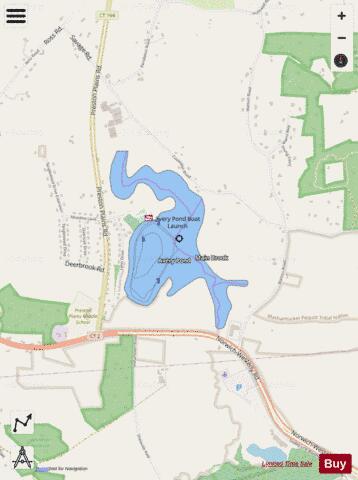 Avery Pond depth contour Map - i-Boating App - Streets