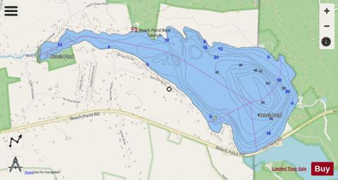 Beach Pond depth contour Map - i-Boating App - Streets