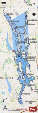 Candlewood Lake depth contour Map - i-Boating App - Streets