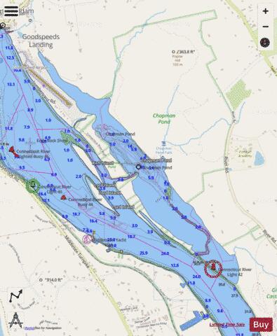 Chapman Pond depth contour Map - i-Boating App - Streets