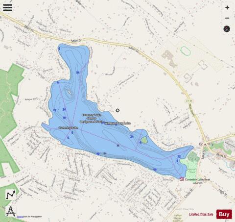 Coventry Lake depth contour Map - i-Boating App - Streets