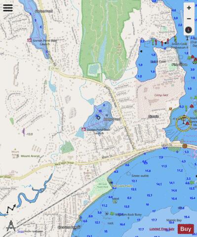 Dodge Pond depth contour Map - i-Boating App - Streets