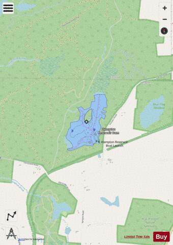 Hampton Reservoir depth contour Map - i-Boating App - Streets
