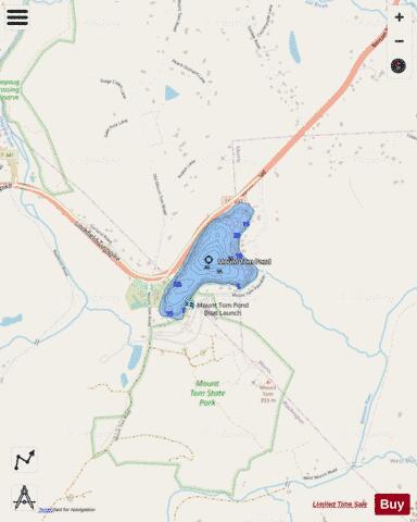 Mount Tom Pond depth contour Map - i-Boating App - Streets