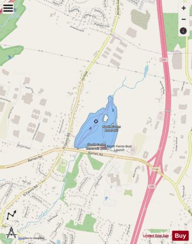 North Farms Reservoir depth contour Map - i-Boating App - Streets