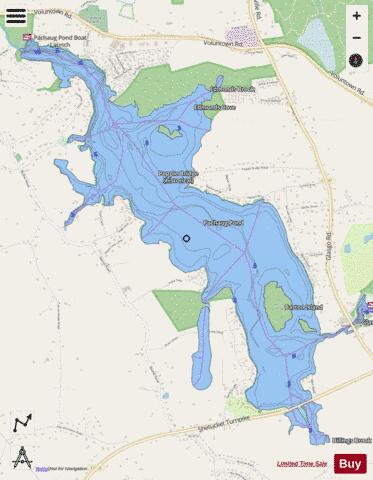 Pachaug Pond depth contour Map - i-Boating App - Streets