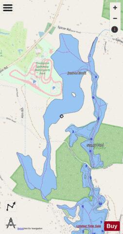 Quaddick Reservoir, Upper (Stump Pond) depth contour Map - i-Boating App - Streets