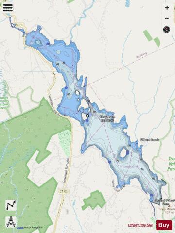 Saugatuck Reservoir depth contour Map - i-Boating App - Streets