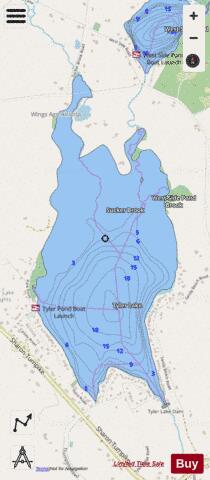 Tyler Lake depth contour Map - i-Boating App - Streets