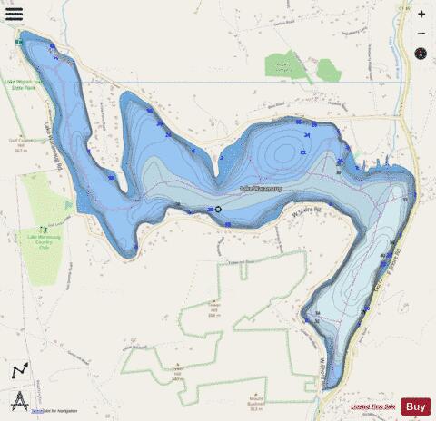Waramaug Lake depth contour Map - i-Boating App - Streets