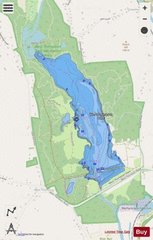 West Thompson Reservoir depth contour Map - i-Boating App - Streets