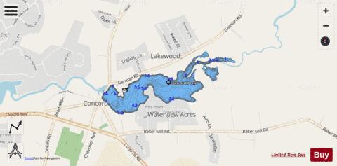 Concord Pond depth contour Map - i-Boating App - Streets