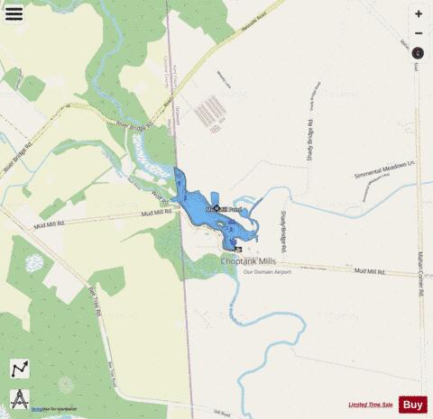 Mud Mill Pond depth contour Map - i-Boating App - Streets