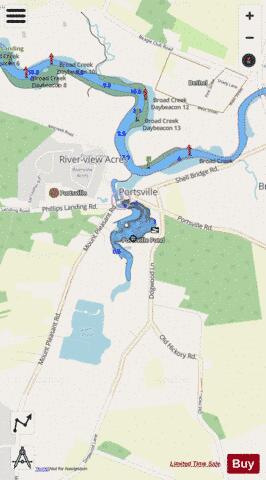 Portsville Pond depth contour Map - i-Boating App - Streets