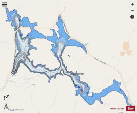 Nicasio Reservoir depth contour Map - i-Boating App - Streets