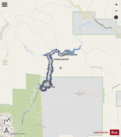 Pacoima Reservoir depth contour Map - i-Boating App - Streets