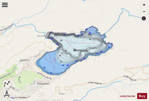 Pinecrest Lake depth contour Map - i-Boating App - Streets