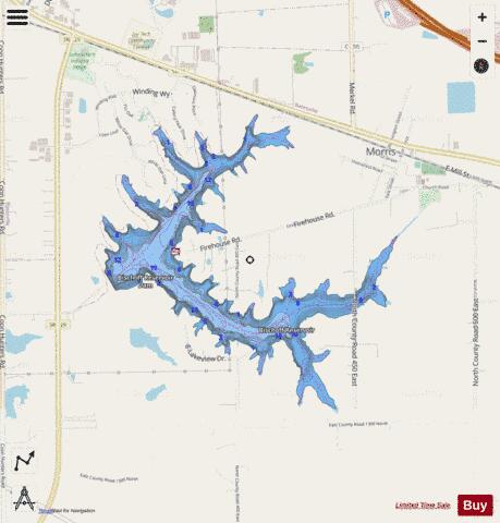 Bischoff Reservoir depth contour Map - i-Boating App - Streets