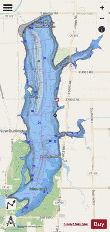 Prairie Creek Reservoir depth contour Map - i-Boating App - Streets